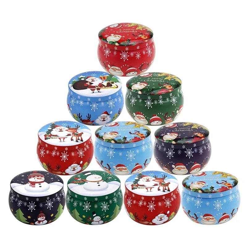 1 2 3 4pcs Christmas Tinplate Round Candy Tin Can Candy Tin For Gift Giving Christmas
