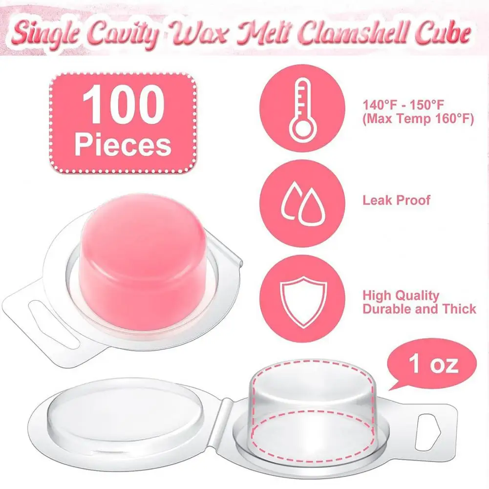 100pcs Wax Melt Container Mold Clear Square Round Empty Plastic Diy Handmade Scented Candle Soap Making