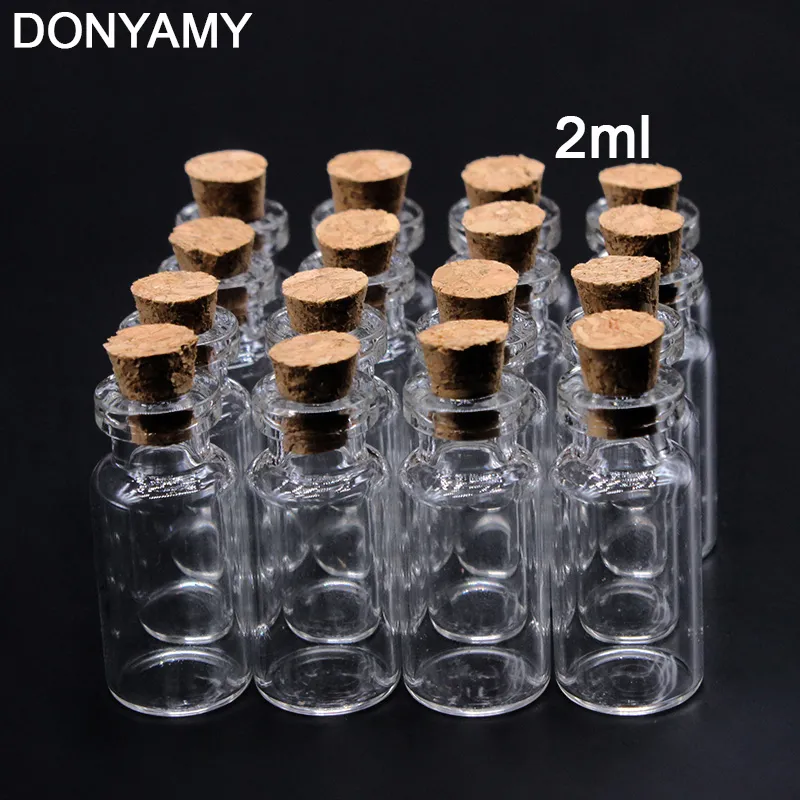 10pcs 16mm 35mm 2ml Mini Containers Lovely Small Bottle Tiny Clear Empty Wishing Glass Message Vial