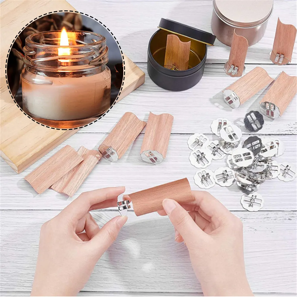 10pcs Wooden Wicks Wick For Candles Soy Parffin Wax Diy Aromatherapy Smokeless Candle Making Supplies Tools