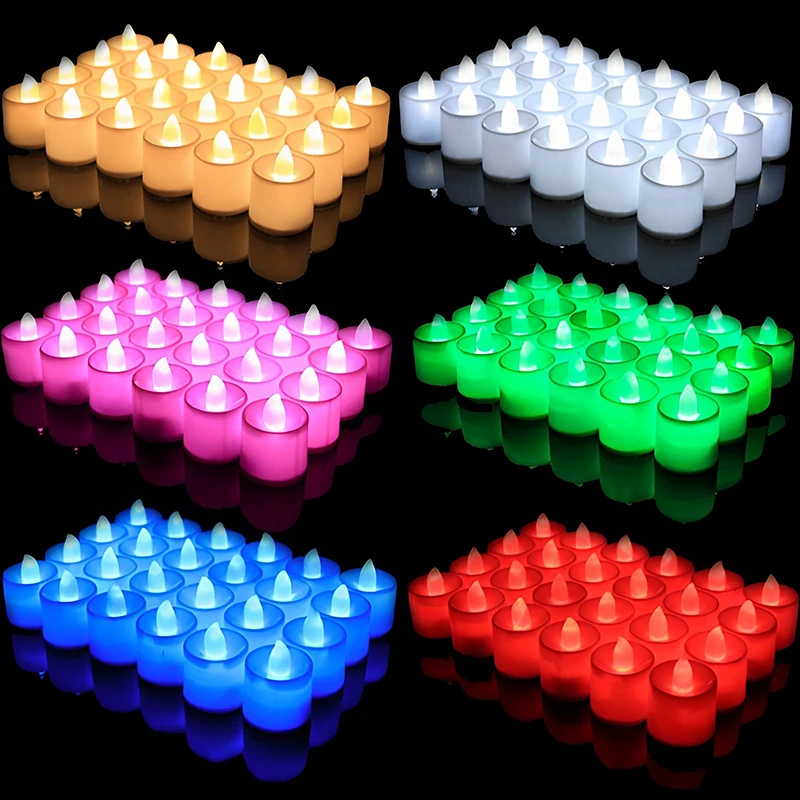 12pcs Led Electronic Candle Battery Operated Tealight Wedding Birthday Party Decoration Lights Romantic Flameless Fake Candles