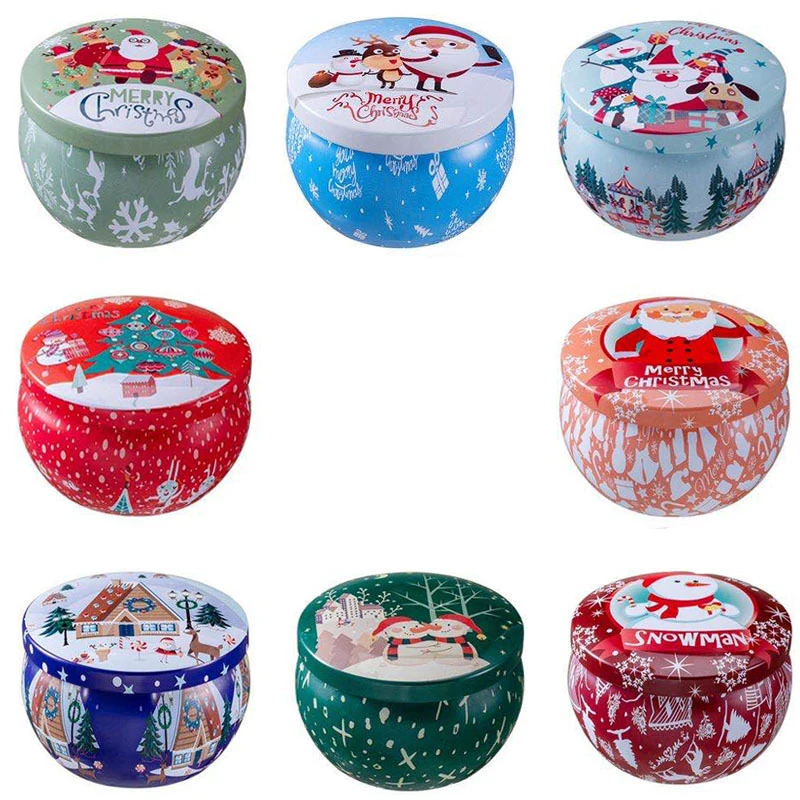 1pc Weihnachten Duftenden Kerze Zinn Jar Tragbare Reise Soja Wachs Anlage Kerze Geschenk Box Chrismas Liefert