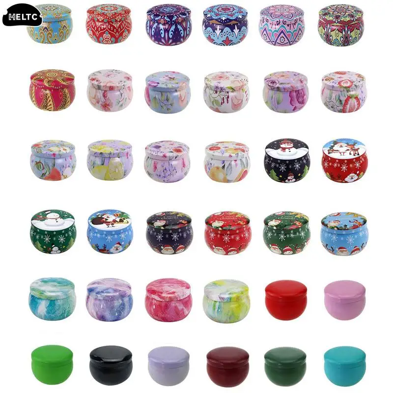 1pc Vintage Flower Candle Tin Jars Diy Candle Making Holder Case For Dry Storage Spices Camping