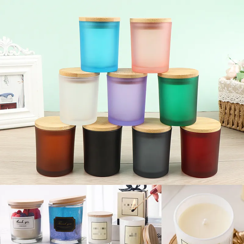 200ml Candle Holder Glass Containers Candle Cup With Bamboo Lid Scented Candle Jar Home Diy Candle