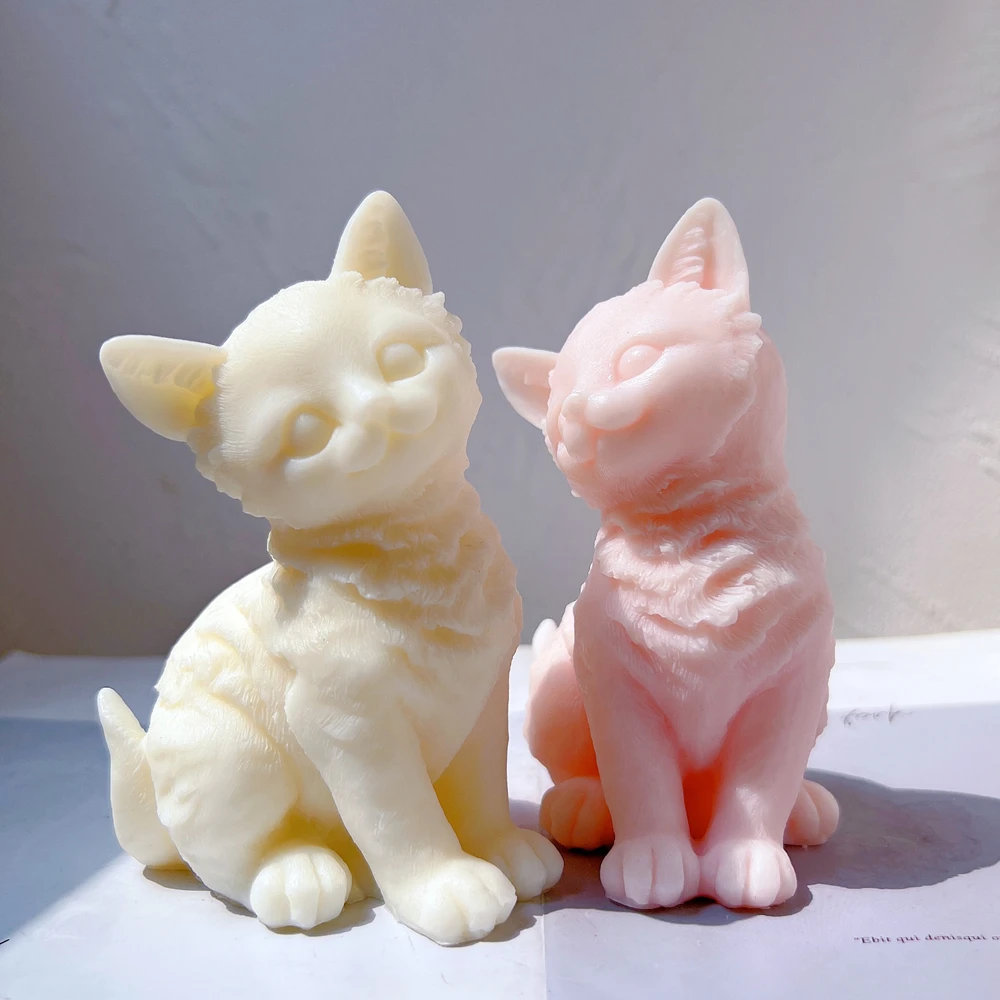 3d Animal Home Decorations Handmade Gifts Scented Candle Silicone Mold Lying Twisted Head Cute Cat Silicone