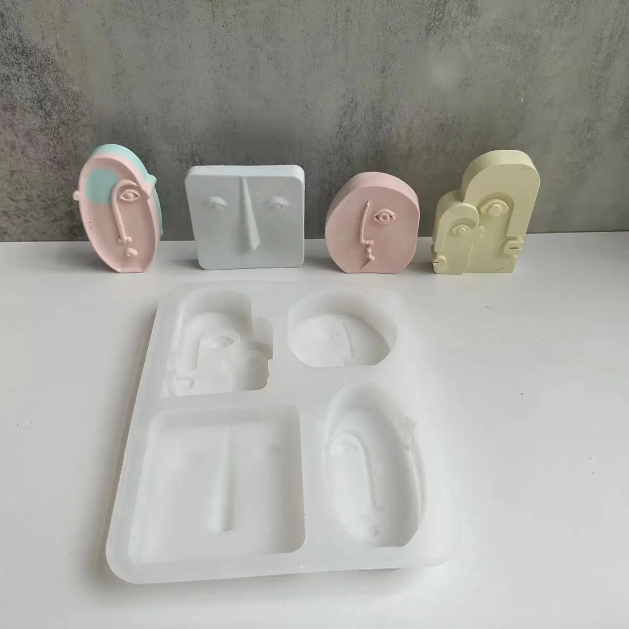 Abstract Portrait Scented Candle Mold Human Face Plaster Ornament Silicone Mold Diffusion Stone High Plaster Production