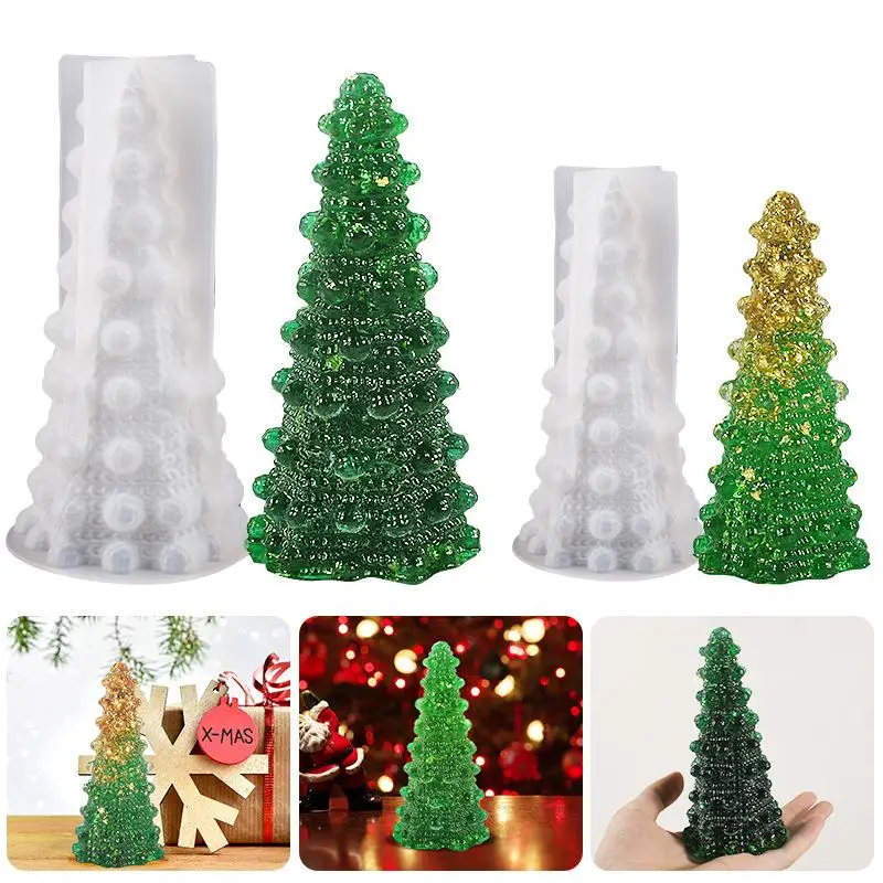 Christmas Tree Silicone Molds Diy Epoxy Resin Mould Crafts Ornaments Gypsum Scented Candle Mould Home Christmas