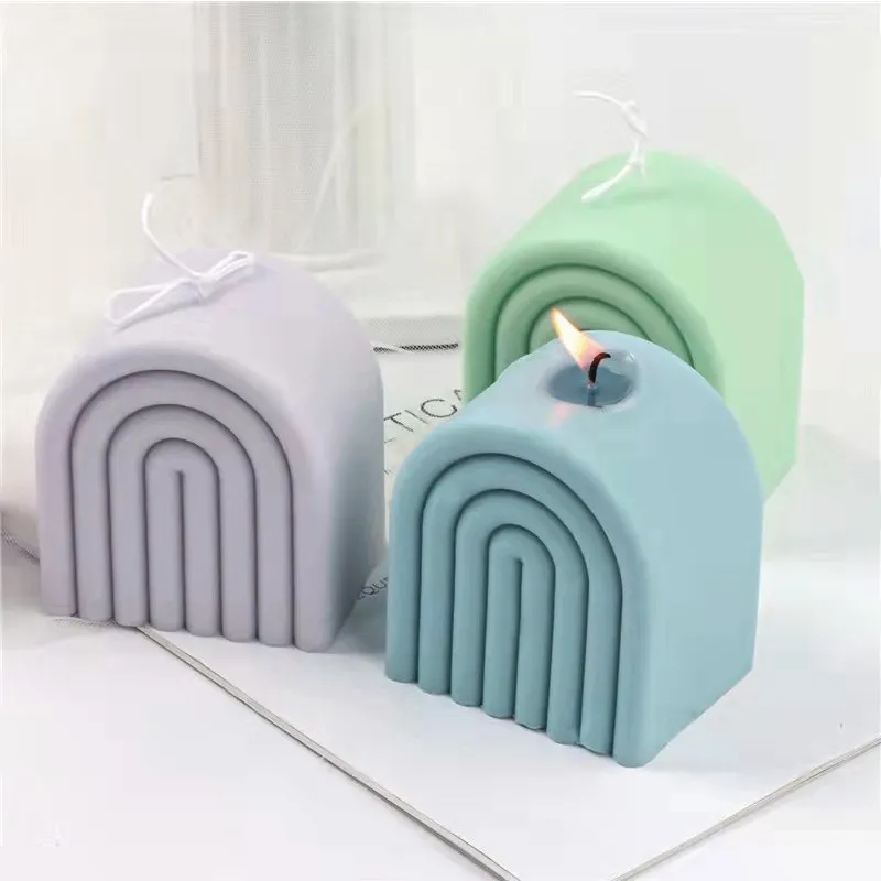Geometric N Shaped Candle Silicone Mold Diy Arch Rainbow Bridge Scented Candle Molds Plaster Decoration Cake