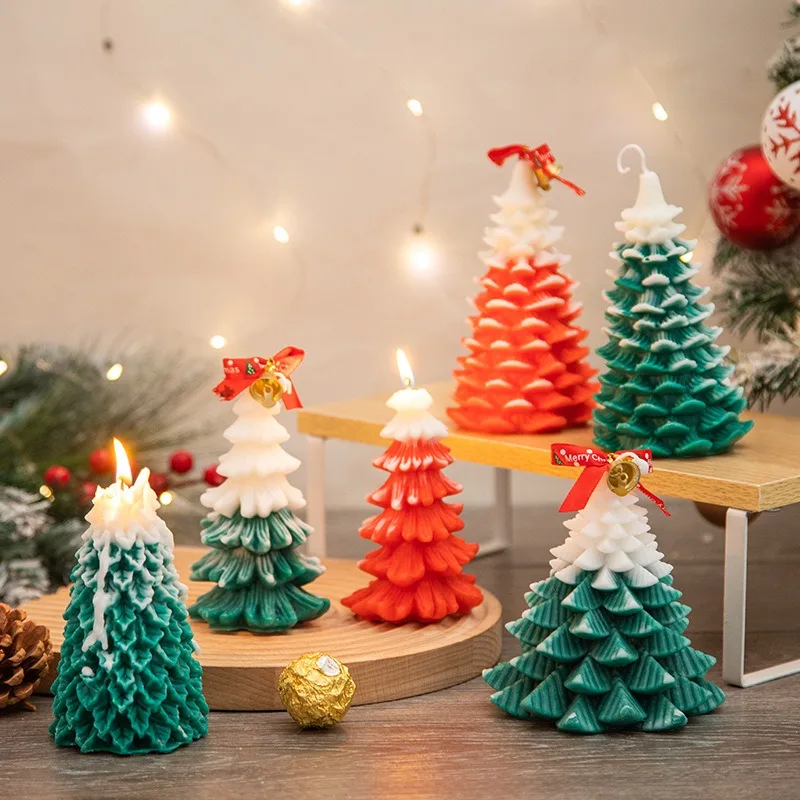 Large Christmas Tree Aromatherapy Candle Christmas Gift Diy Creative Home Figurines Holiday Floating Candles For Wedding
