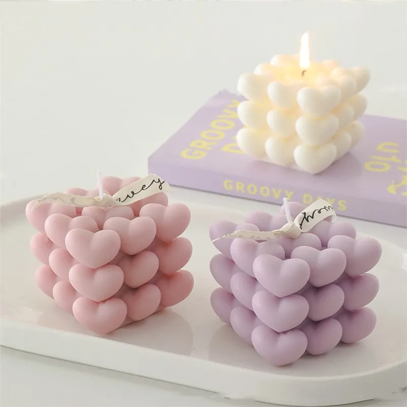 New Creative Valentine S Day Gifts Heart Shaped Geometric Scented Candles Home Decorations Wedding Gifts Birthday