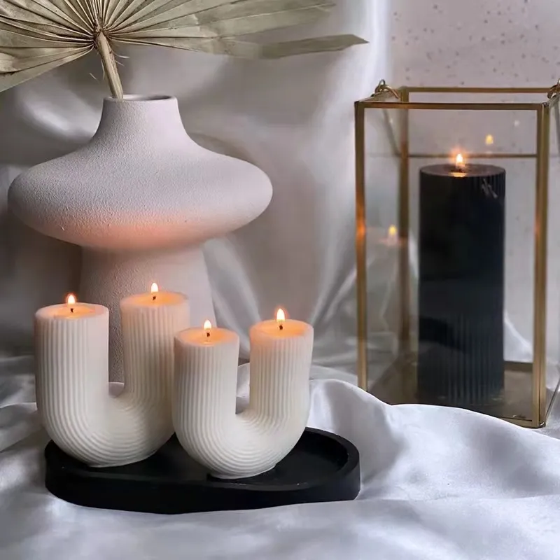 New U Shape Candle Silicone Mold Diy Aromatherapy Gypsum Diffuser Ornament Candle Making Tool Soap Resin