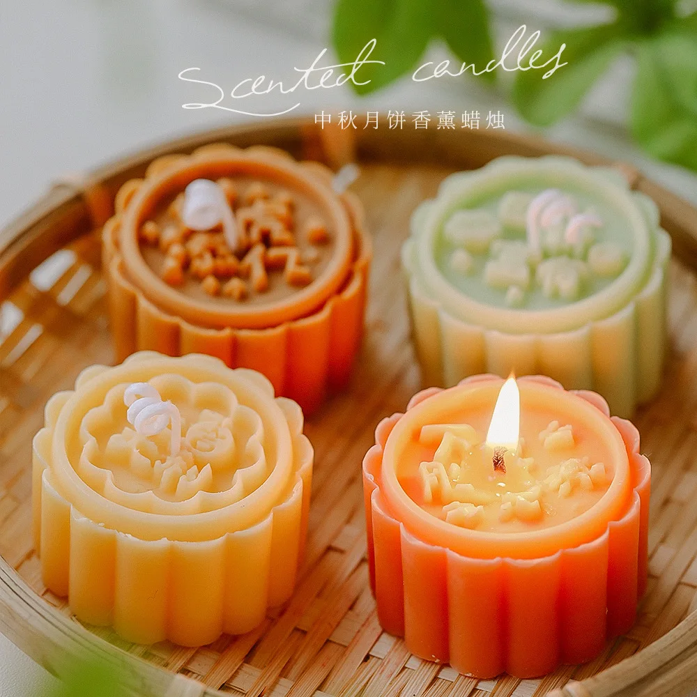 Soy Wax Chinese Tranditioal Mid Autumn Festival Mooncake Aromatherapy Gift Box Creative Gift Osmanthus Scent Candle